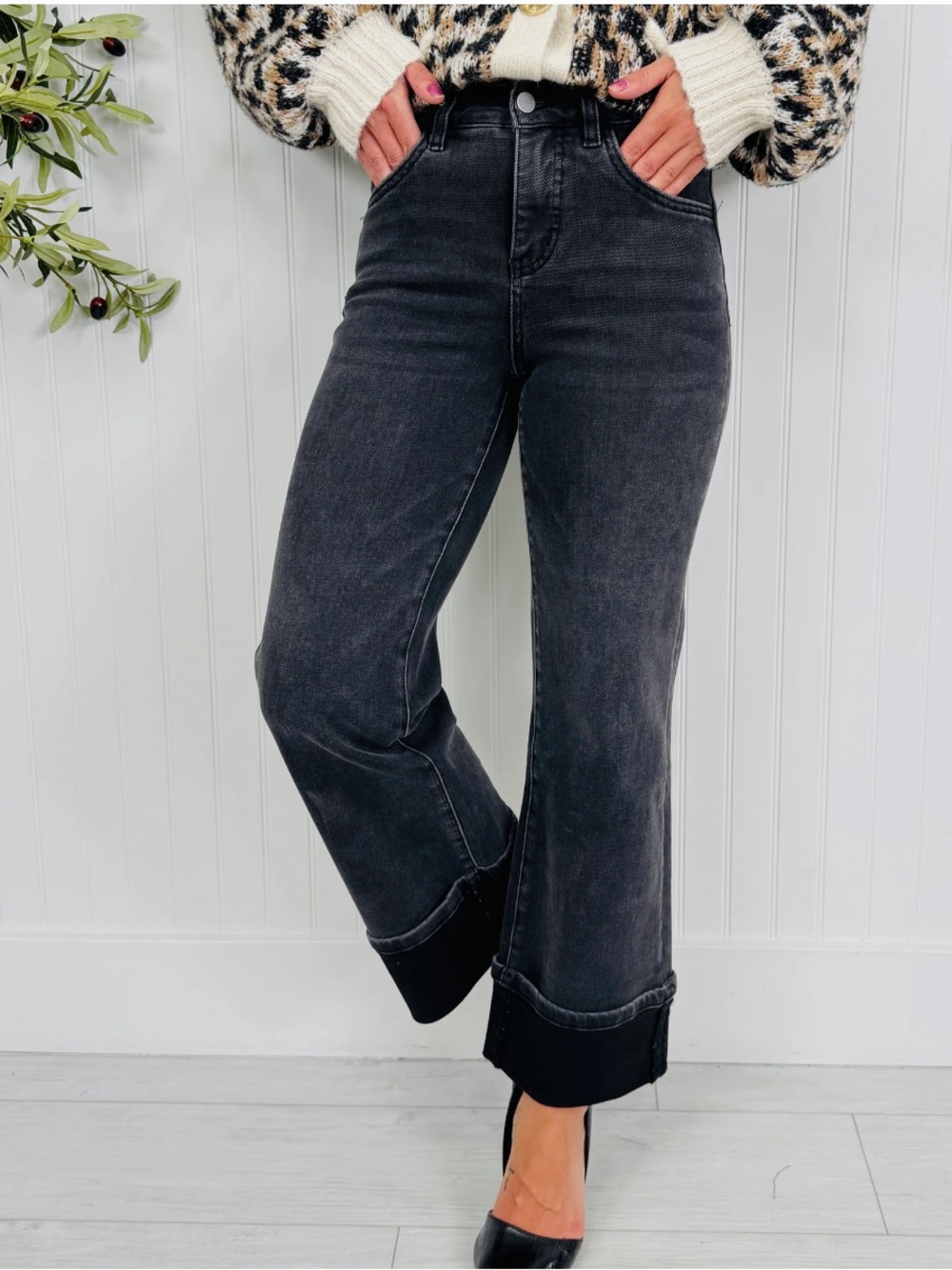 Kristin Davis Women's Dark Indigo Flare Jeans - Stretchy Mid Rise